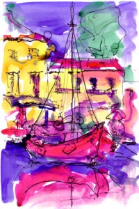Island Hydra Prints Red Boat 2004
